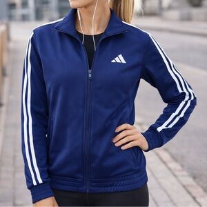 Adidas Women’s Track Jacket Small Navy Blue White Stripes NWT Zip-Up